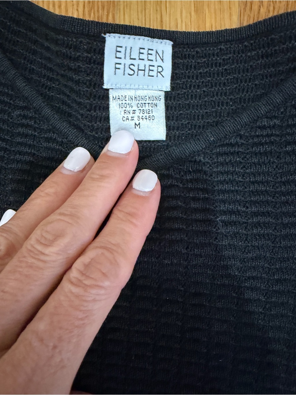 Eileen Fisher Black Textured Cotton Top
